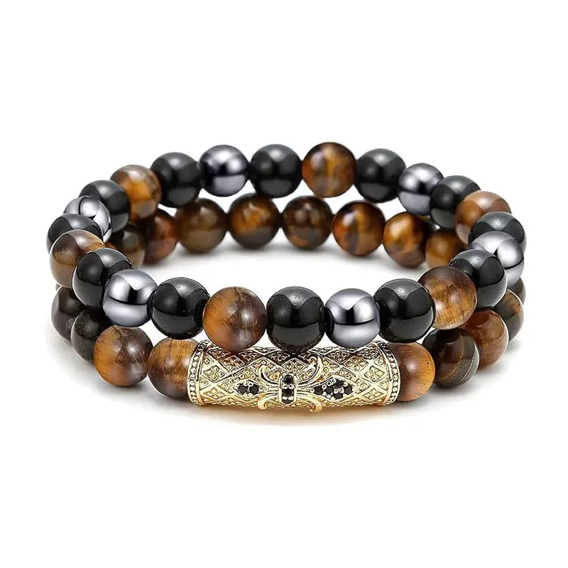 Obsidian Tigers Eye and Hematite Healing Crystal Braceletの別ビュー