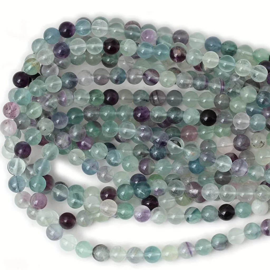 Vue alternative de 4/6/8/10mm High Quality Natural Fluorite Gemstone Beads Bulk for Jewellery Making