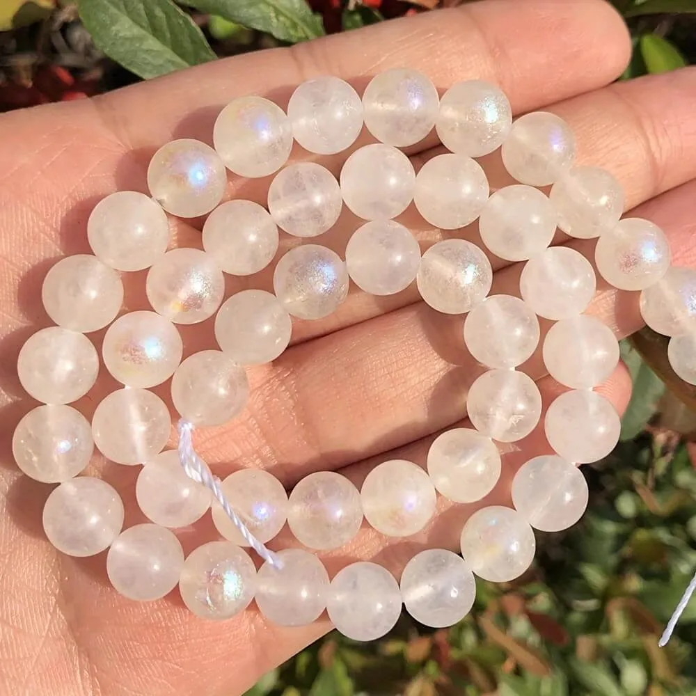 Vue alternative de Natural AB White Moonstone Quartz Crystal Bead Loose Gemstones for Jewelry Making Wholesale