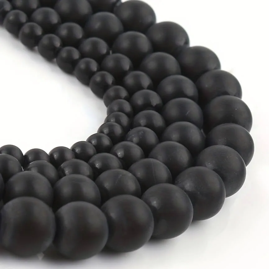 Vue alternative de Frost Dull Polish Black Agates Stone Beads Natural Gemstone Beads Wholesale