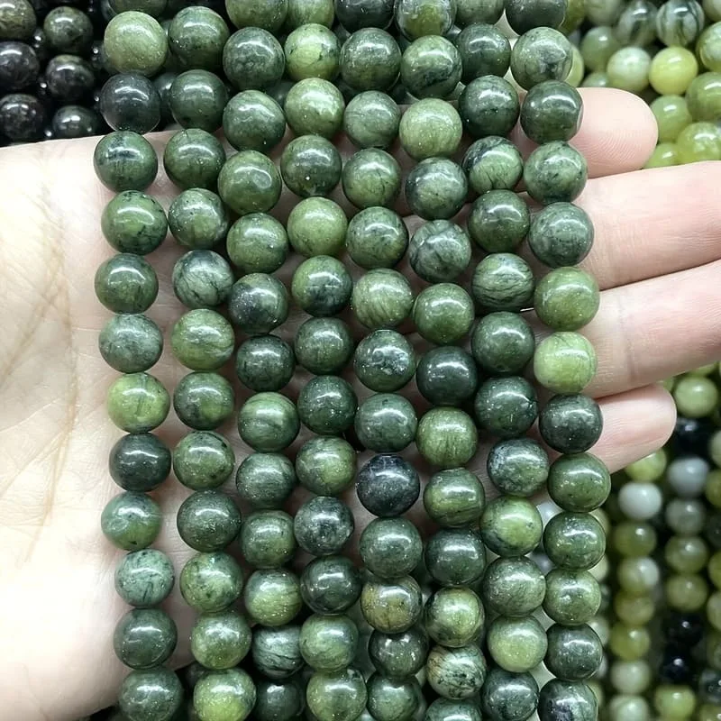 Natural Green Jade Beads Bulk Loose Beads Gemstone Jewelry DIY