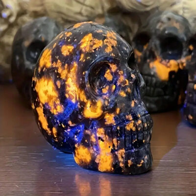 Natural Handcrafted Yooperlite Skull Flame Stone 7