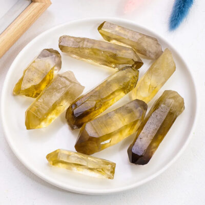 Natural Raw Citrine Wand Bulk Double Ended 4