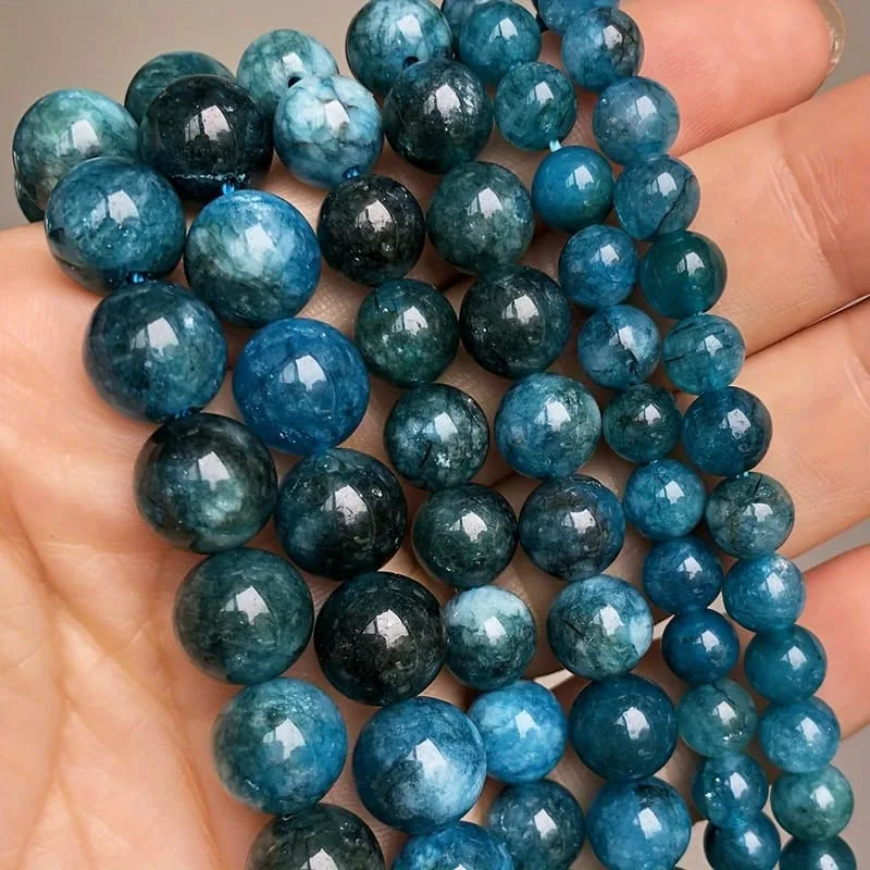 Premium Natural Blue Apatite Beads Bulk Gemstone Beads for Making Jewelry