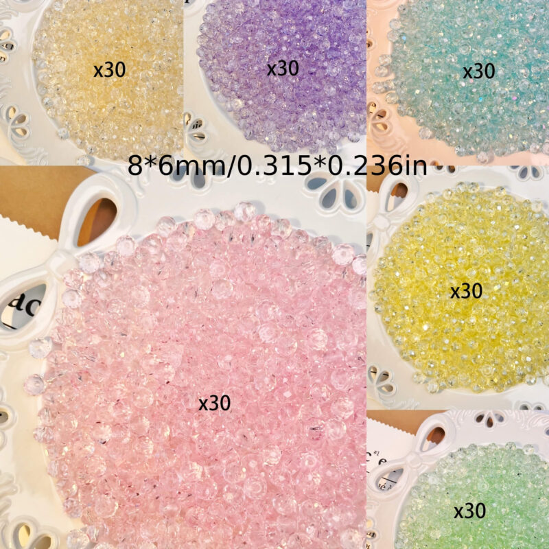 180pcs 8mm Quadrilateral Sparkling Crystal Glass Beads Wholesale Flat Loose Bead 3