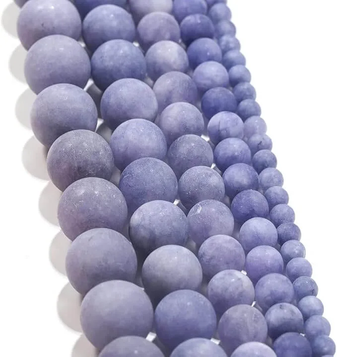 4mm Purple Chalcedony Stone Loose Spacer Beads Matte Frosted