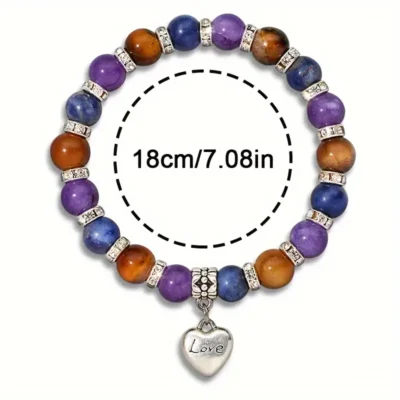 Natural Stone Healing Crystal Bracelet Yellow TigerS Eye Amethyst And Lapis Lazuli 2