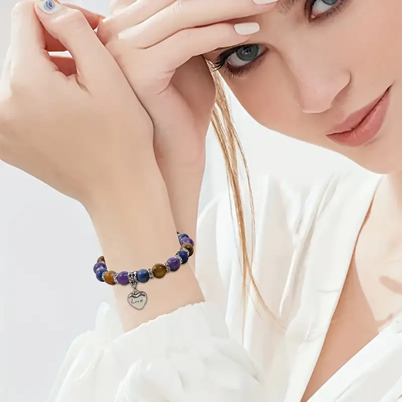 SIXTY STONES Bracciale Chakra Heishi Con Lapislazzuli E Occhio Di Tigre – Bracciale In Pelle Con Pietre Naturali Fatto A Mano