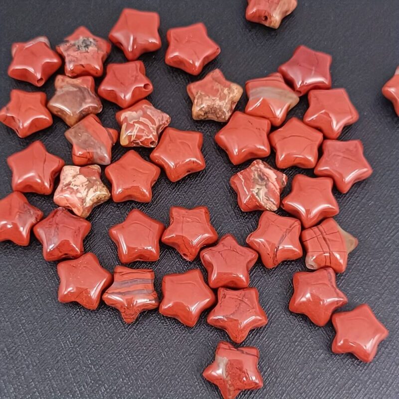 Star Shaped Pentagram Loose Gemstones Jewelry Making-Aventurine Stone, Tiger Eye Stone, Pink Crystal -red