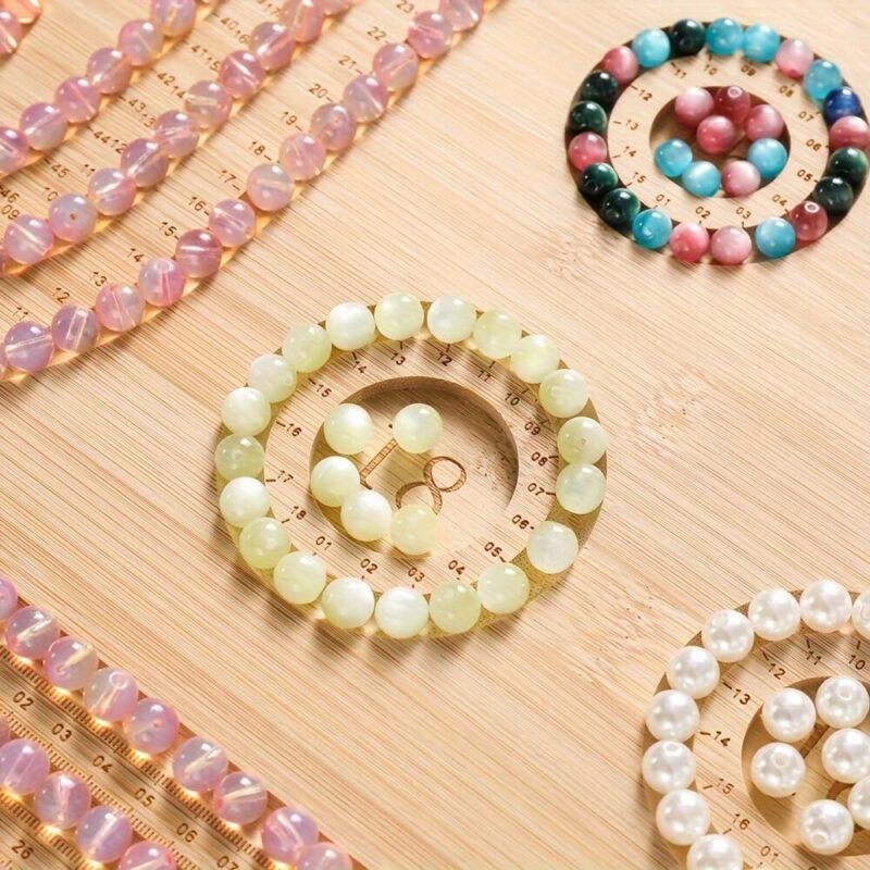 Wooden Jewelry Organization DIY Bead Board with Measuring Tools Bamboo Beading Tray 5