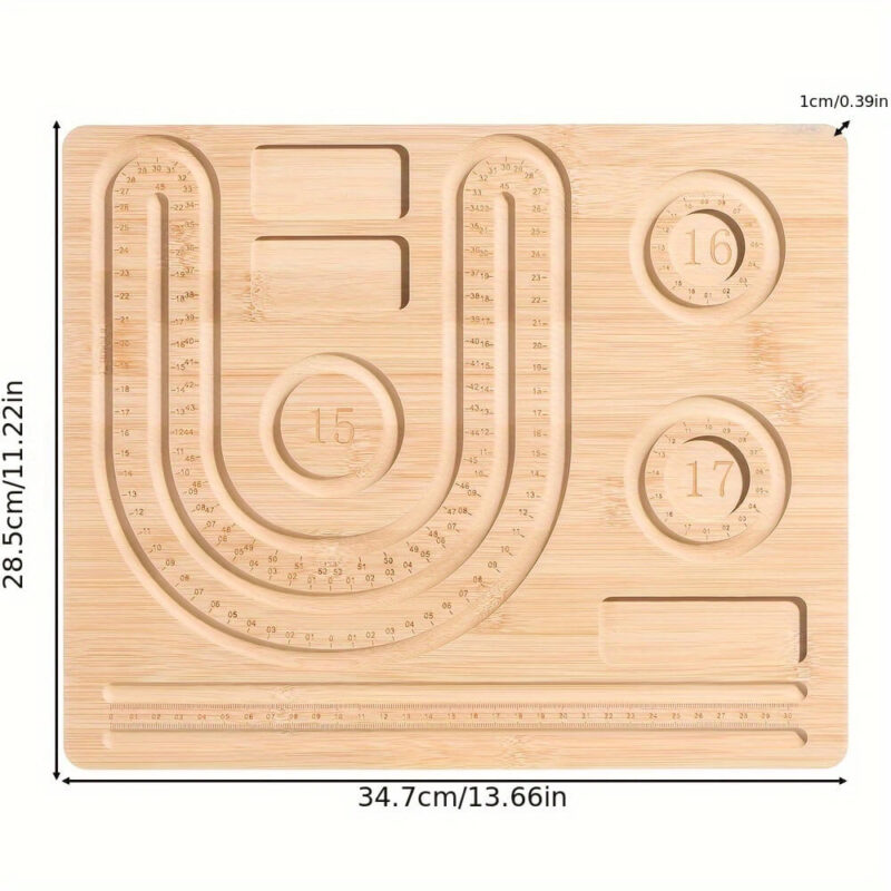 Wooden Jewelry Organization DIY Bead Board with Measuring Tools Bamboo Beading Tray -5