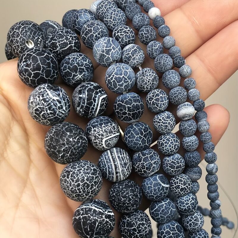 4mm-12mm Natural Black Agate Jewelry Frosted Beads for Jewelry Making