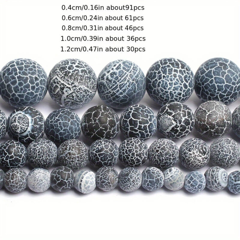 4mm-12mm Natural Black Agate Jewelry Frosted Beads for Jewelry Making Size