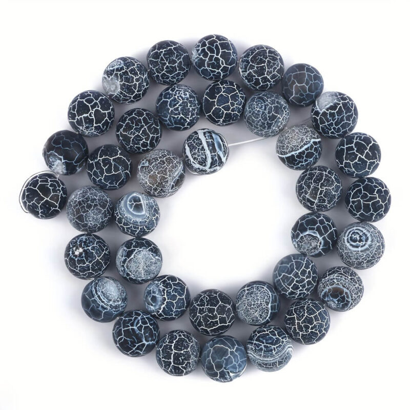 4mm 12mm Natural Black Agate Jewelry Frosted Beads for Jewelry Making 6