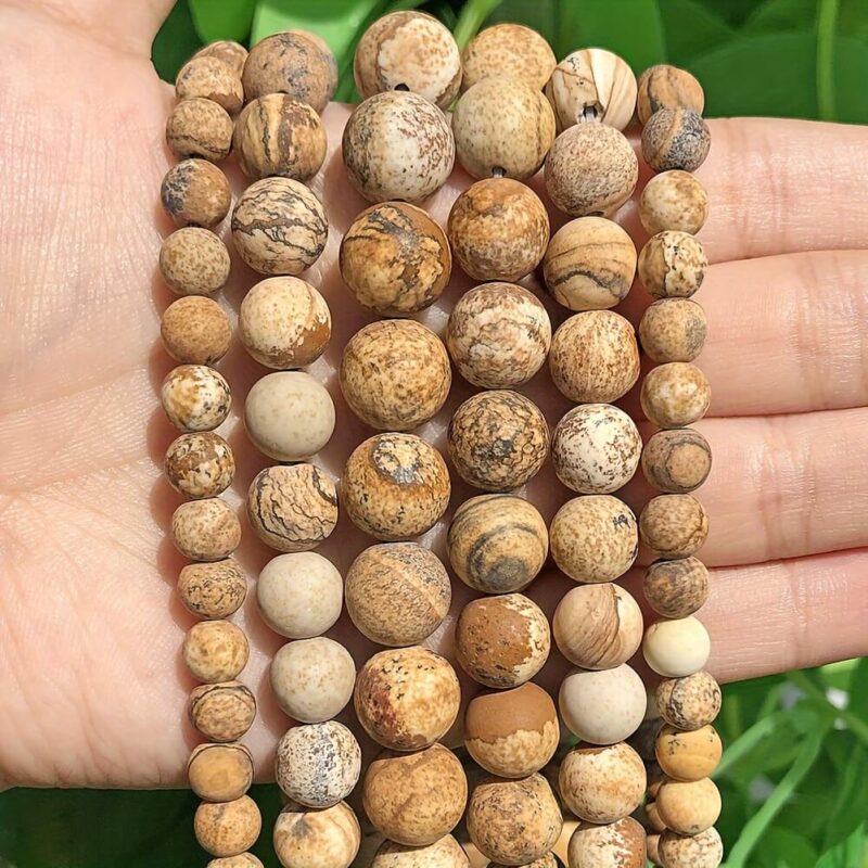 Matte Picture Natural Jasper Beads Wholesale Gemstone Beads in Bulk