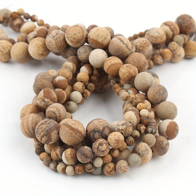 Matte Picture Natural Jasper Beads Wholesale Gemstone Beads in Bulk 3