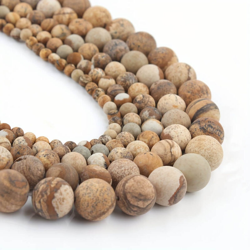 Matte Picture Natural Jasper Beads Wholesale Gemstone Beads in Bulk 4