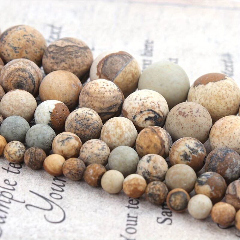 Matte Picture Natural Jasper Beads Wholesale Gemstone Beads in Bulk 5