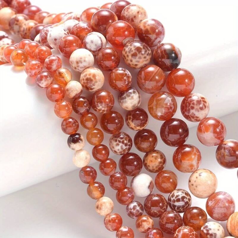 Orange Cracked Fire Agate Stone Beads Wholesale DIY Bracelet Necklace Handcrafts Crystals 2