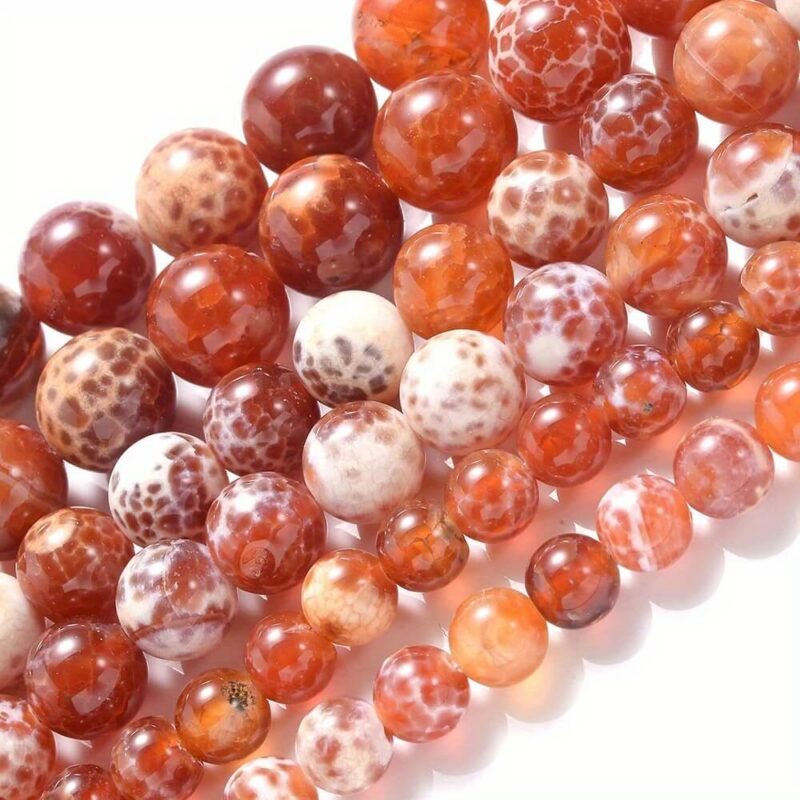 Orange Cracked Fire Agate Stone Beads Wholesale DIY Bracelet Necklace Handcrafts Crystals 3