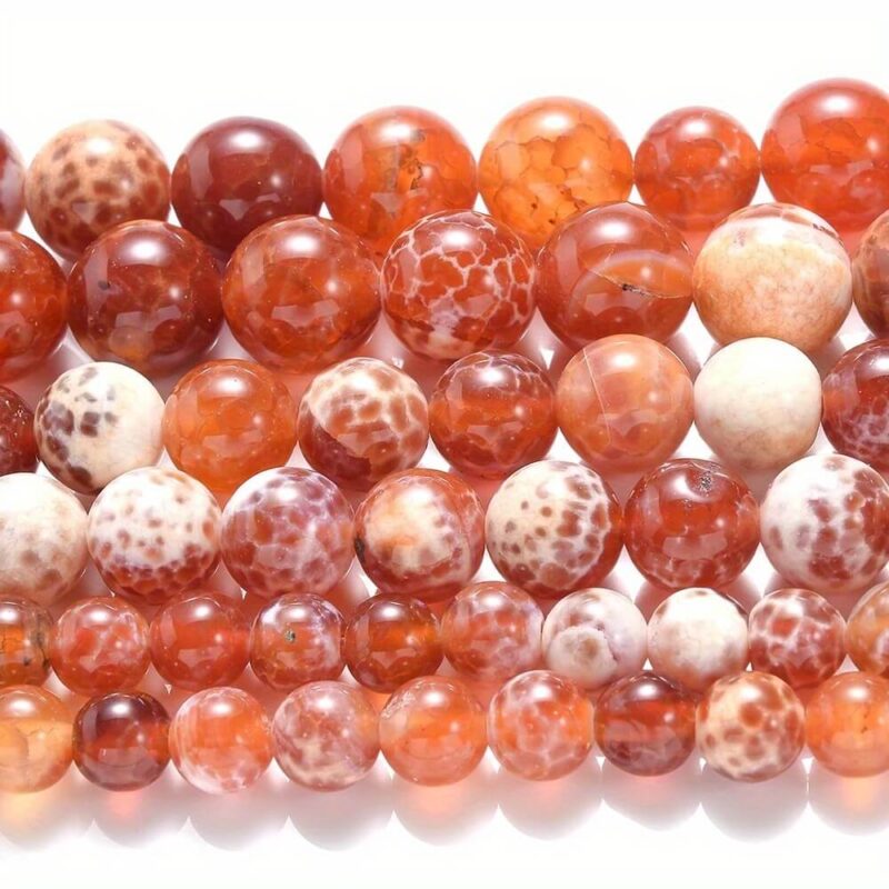 Orange Cracked Fire Agate Stone Beads Wholesale DIY Bracelet Necklace Handcrafts Crystals 4