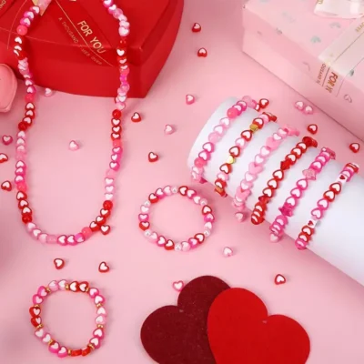 300pcs Heart Shaped Pony Beads Bulk for Necklace Bracelets Earrings DIY Crafts Supplies 1