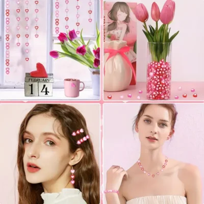 300pcs Heart Shaped Pony Beads Bulk for Necklace Bracelets Earrings DIY Crafts Supplies 4