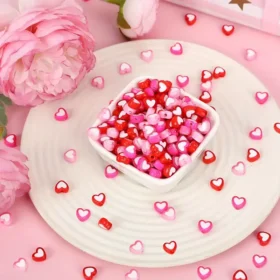 300pcs Heart Shaped Pony Beads Bulk for Necklace Bracelets Earrings DIY Crafts Supplies 5