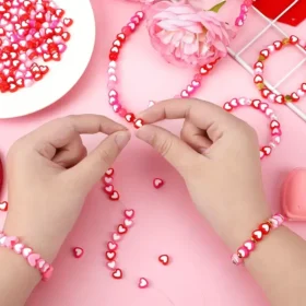 300pcs Heart Shaped Pony Beads Bulk for Necklace Bracelets Earrings DIY Crafts Supplies 6