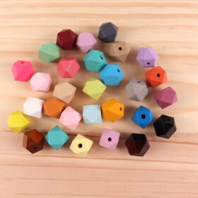 16mm Wood Beads Bulk Polygon Shaped 80pcs Mixed Color Decorative Beads mixed color
