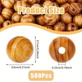 500Pcs Natural Wood Beads Bulk Round BurlyWood Natural Texture for DIY Craft 2