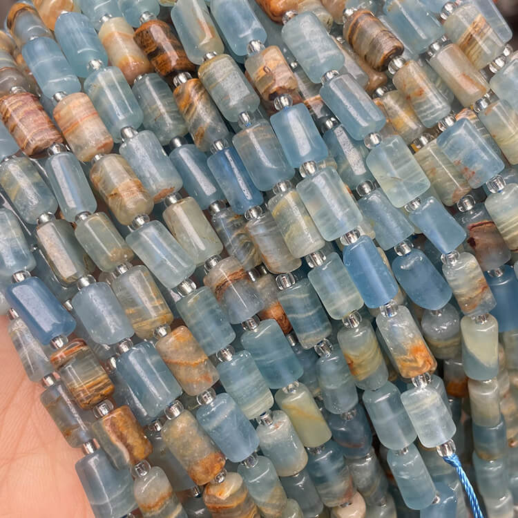 natural blue calcite beads tube 1