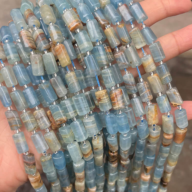 natural blue calcite beads tube (4)