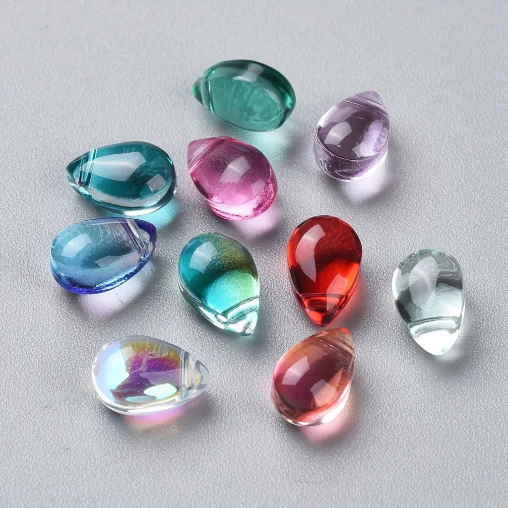 200pcs Teardrop Shaped Glass Beads for Jewelry Making Assorted Colors Beads
