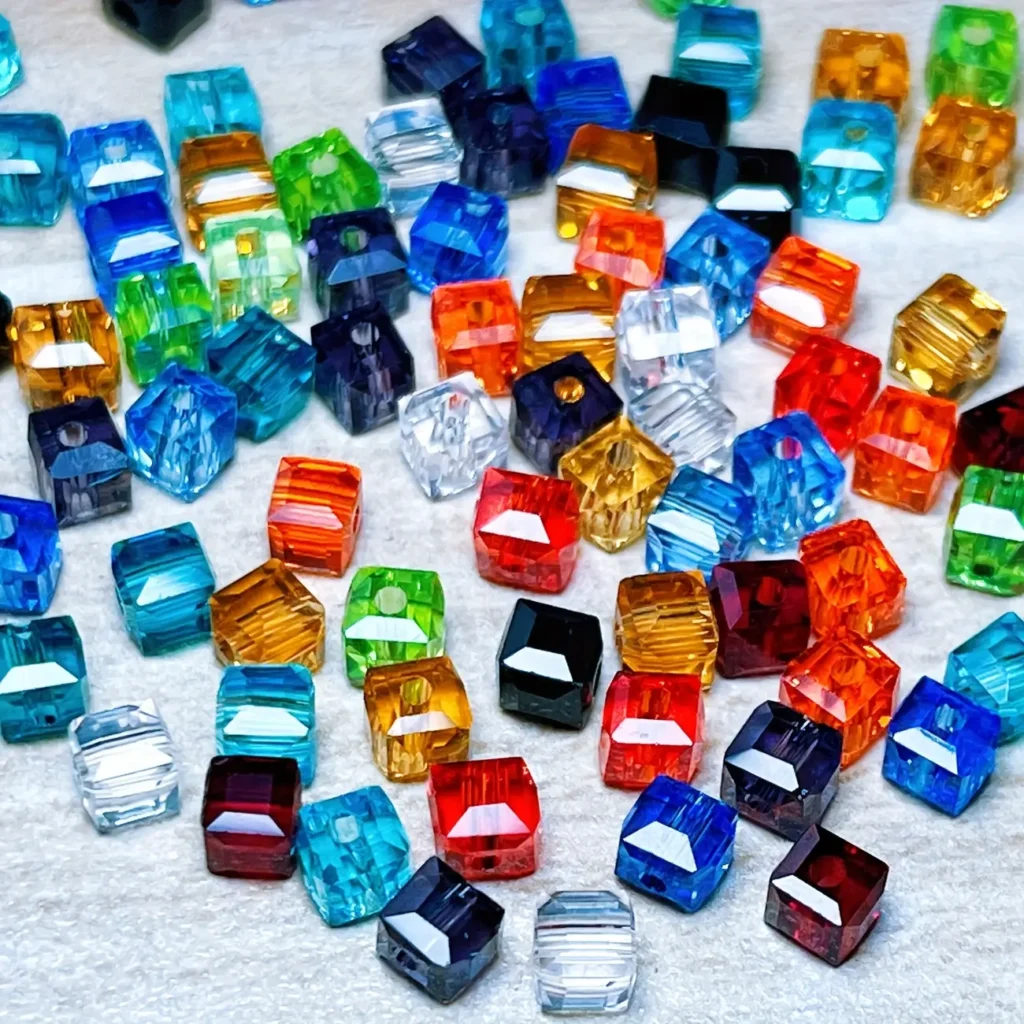 4MM Sparkling Spacer Glass Cube Beads Bulk (1)