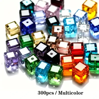4MM Sparkling Spacer Glass Cube Beads Bulk 2