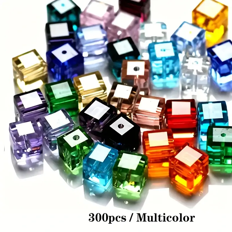 4MM Sparkling Spacer Glass Cube Beads Bulk 2