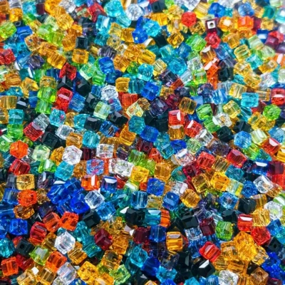 4MM Sparkling Spacer Glass Cube Beads Bulk 4