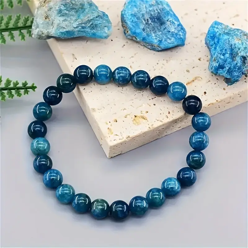 8MM Blue Apatite Crystal Bracelet​ Beads Wholesale (1)