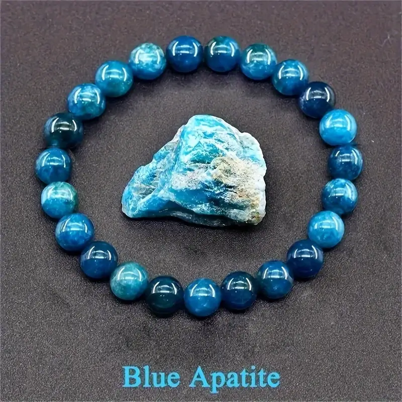 8MM Blue Apatite Crystal Bracelet​ Beads Wholesale 3