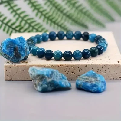 8MM Blue Apatite Crystal Bracelet​ Beads Wholesale 4