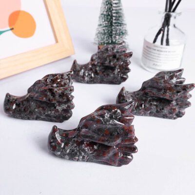 Carved Yooperlite Dragon Head for Decor Wholesale 5