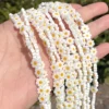 Daisy Flower Glass Beads Flat Spacer Loose Beads for Jewelry Making (1)