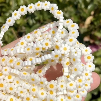 Daisy Flower Glass Beads Flat Spacer Loose Beads for Jewelry Making 2