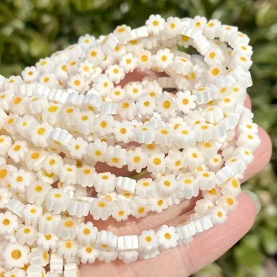 Daisy Flower Glass Beads Flat Spacer Loose Beads for Jewelry Making 4