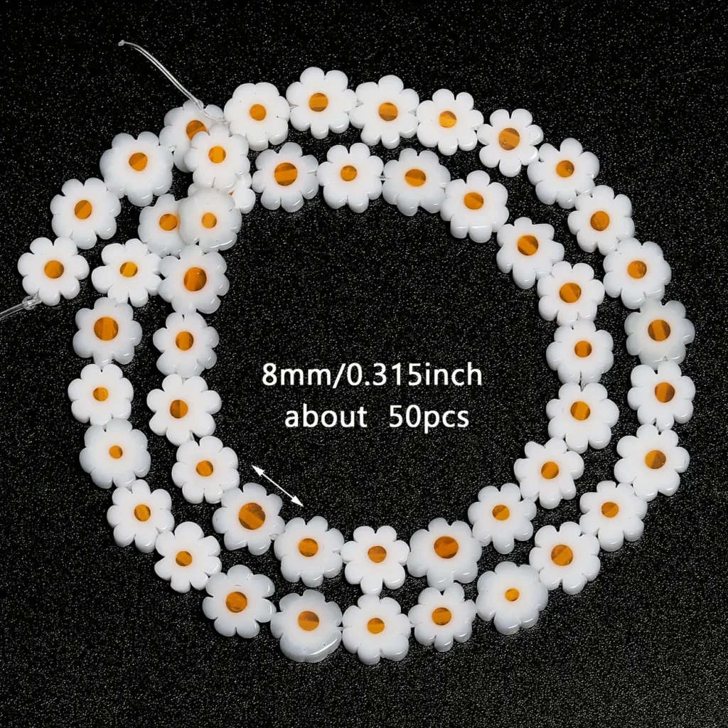 Daisy Flower Glass Beads Flat Spacer Loose Beads for Jewelry Making 6