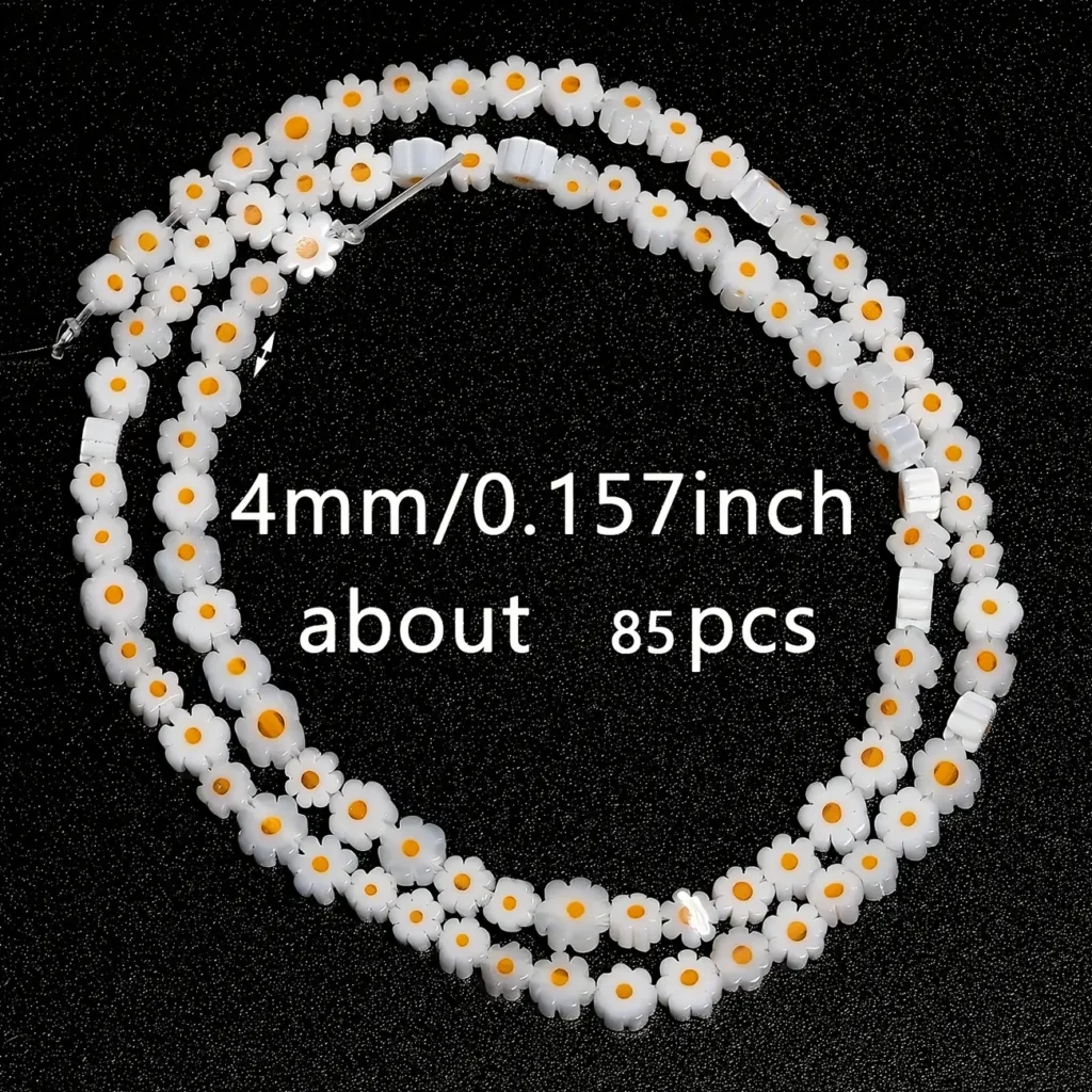 Daisy Flower Glass Beads Flat Spacer Loose Beads for Jewelry Making 7