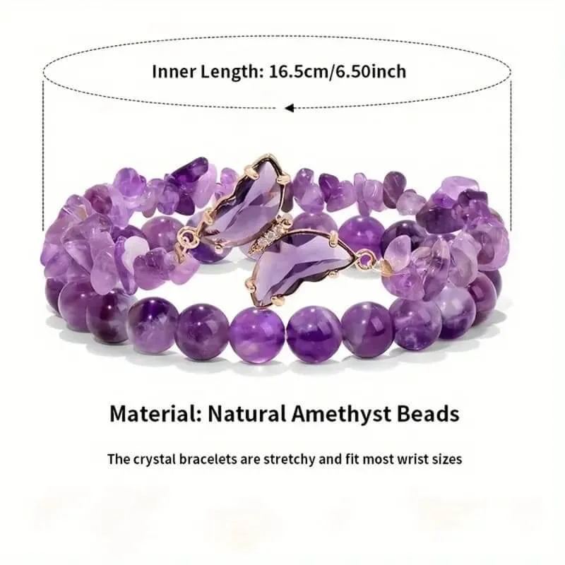 2pcs Butterfly Natural Crystal Bracelet for Girls Wholesale 2