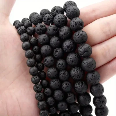 4 12mm 5A Natural Round Lava Stone Beads Wholesale 7