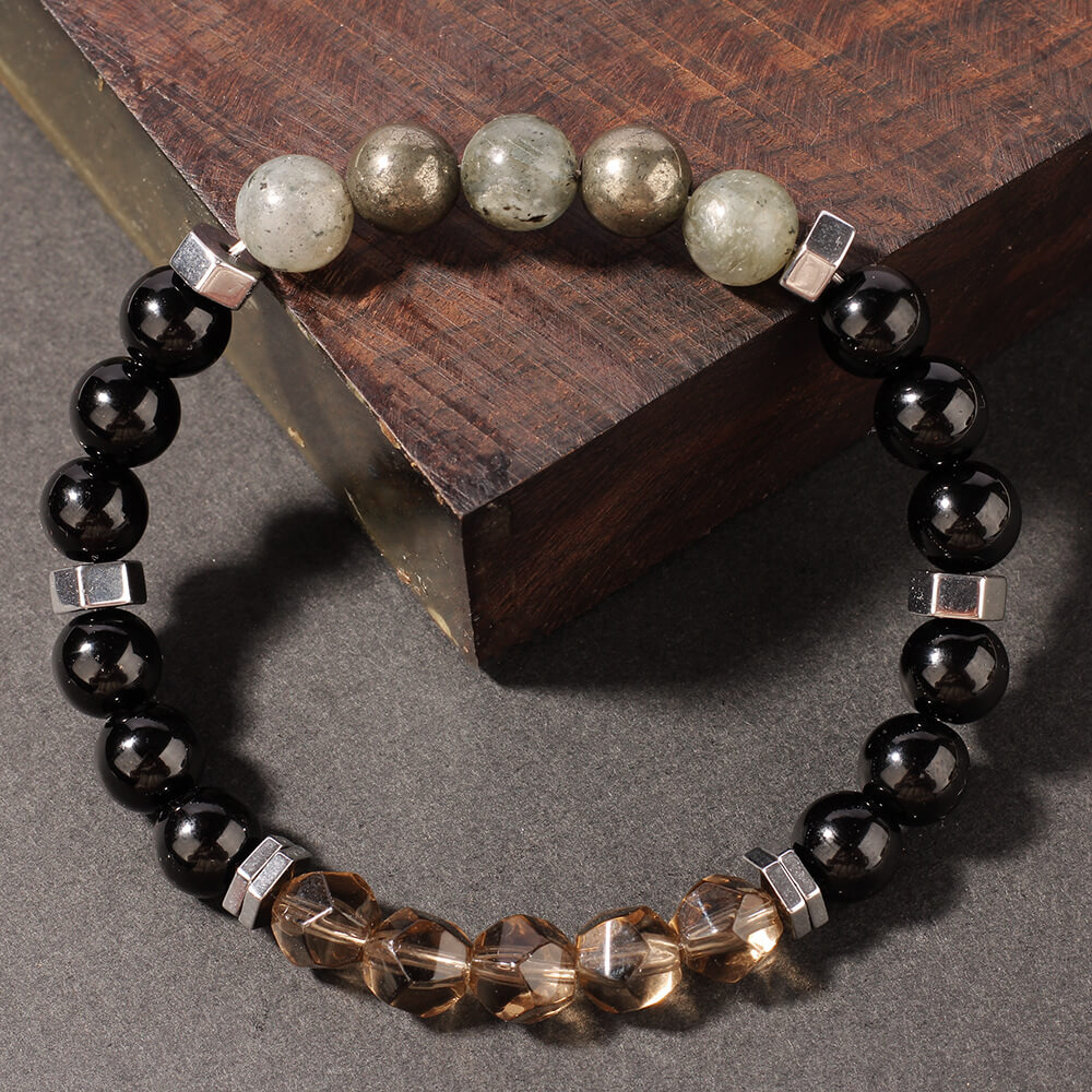 Empath Protection Faceted Smoky Quartz Bracelets for Men (2)
